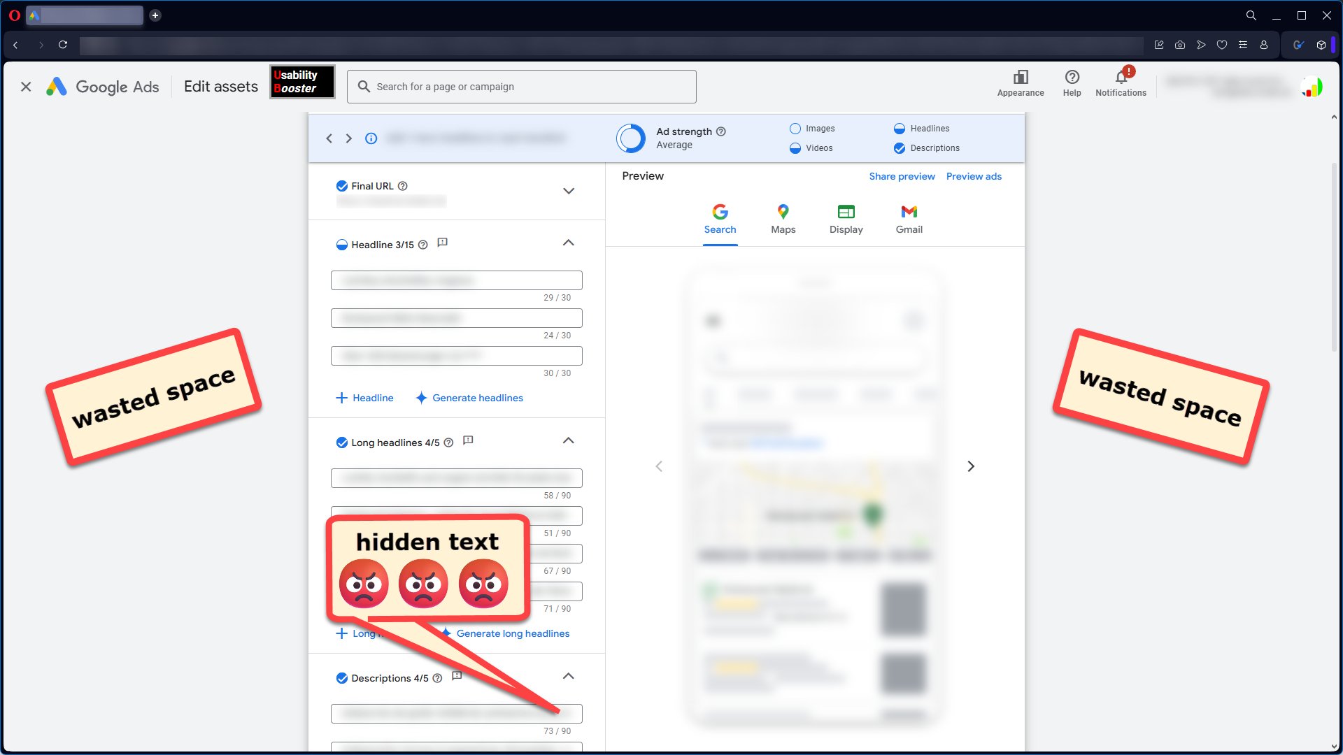 Gooogle Ads original performance max asset group edit user interface